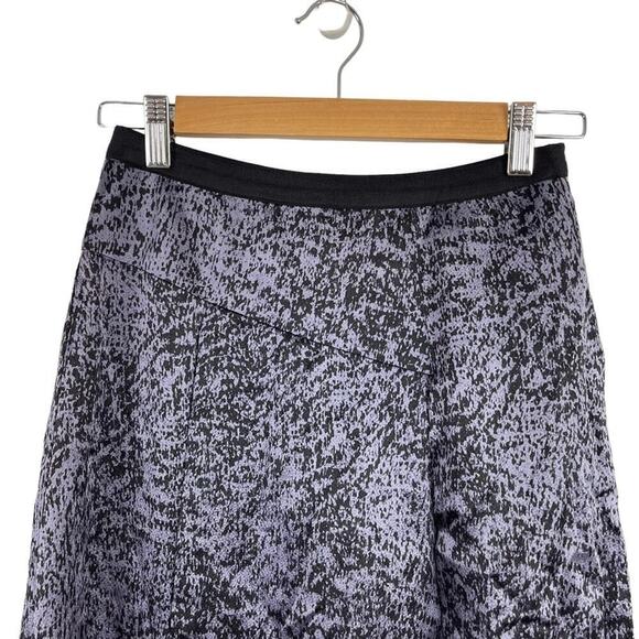 Rebecca Taylor White Noise Purple Black Snap Up Slit Silk A Line Pleat Skirt 0 - Picture 3 of 15